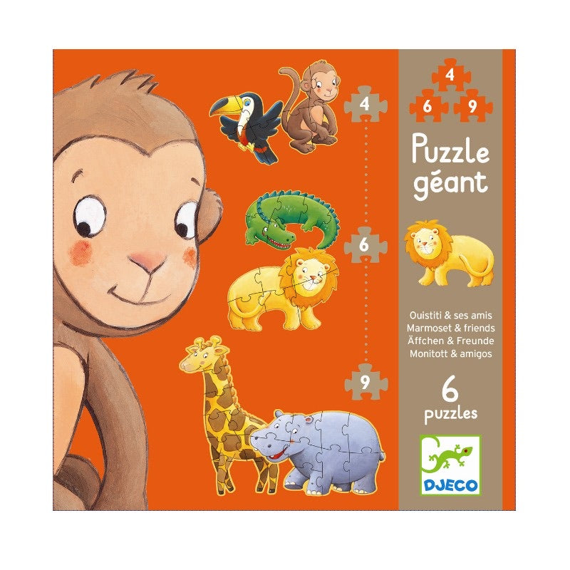 Djeco Puzzle Giant Äffchen und Freunde