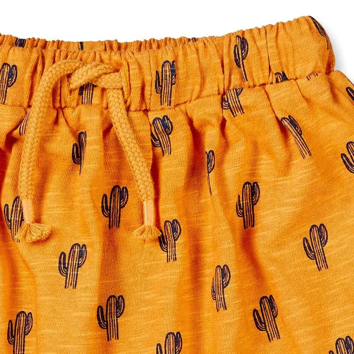 Sense Organics  Baby Shorts Magesh Kaktusprint auf curry