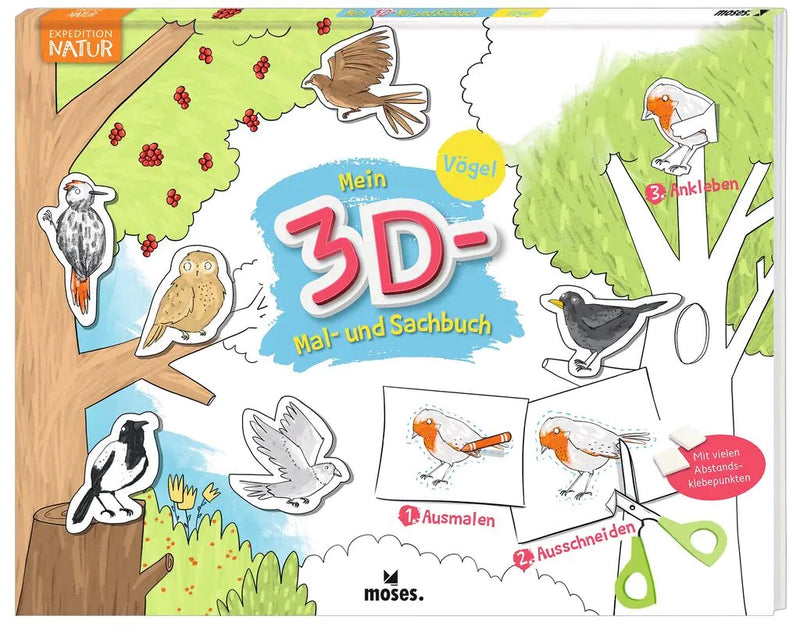 Moses mein 3D Mal und Sachbuch Vögel