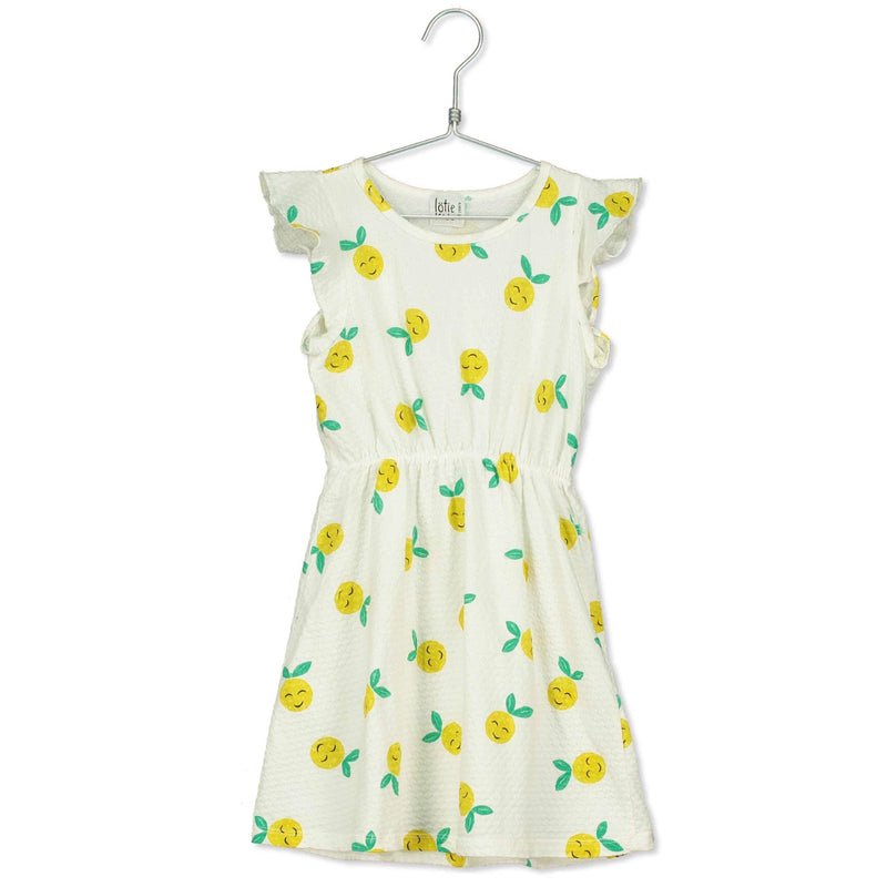 Lötiekids Kleid Off White Zitronenprint