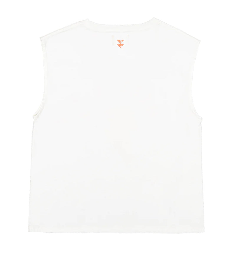 Sisters Department weißes, ärmelloses Shirt mit Print Hell Yes