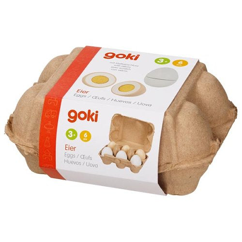 goki Eier mit Klettverbindung in Eierpappe, 6 Stück