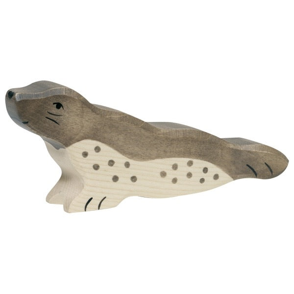 Holztiger Robbe Kopf hoch