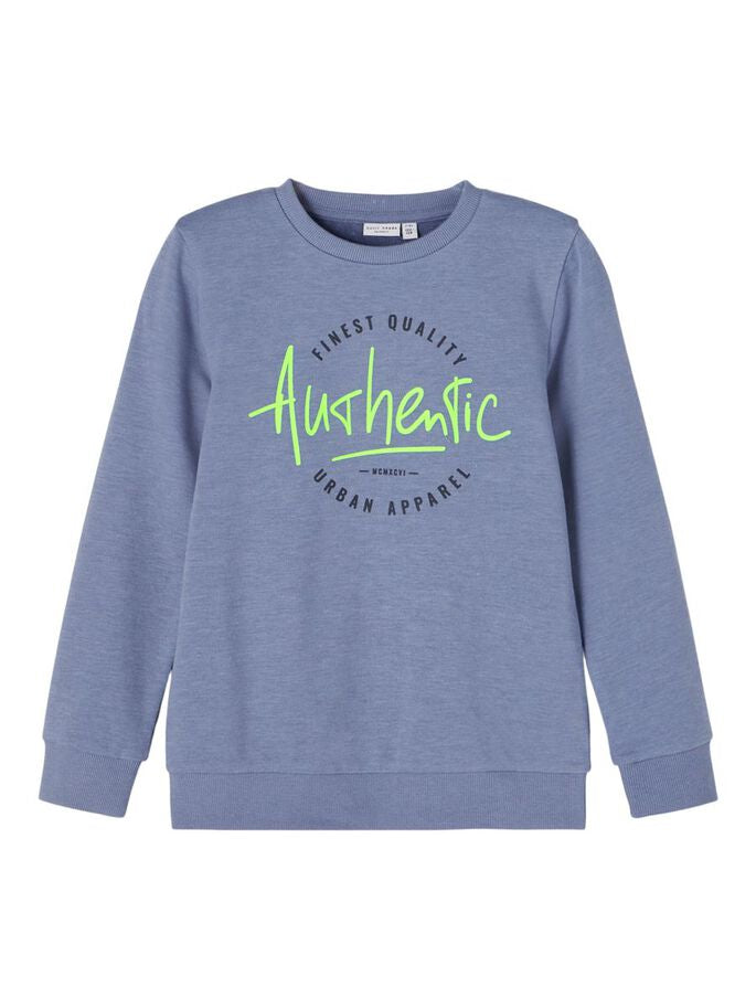 name it Pullover Blau mit Aufdruck „Authentic“